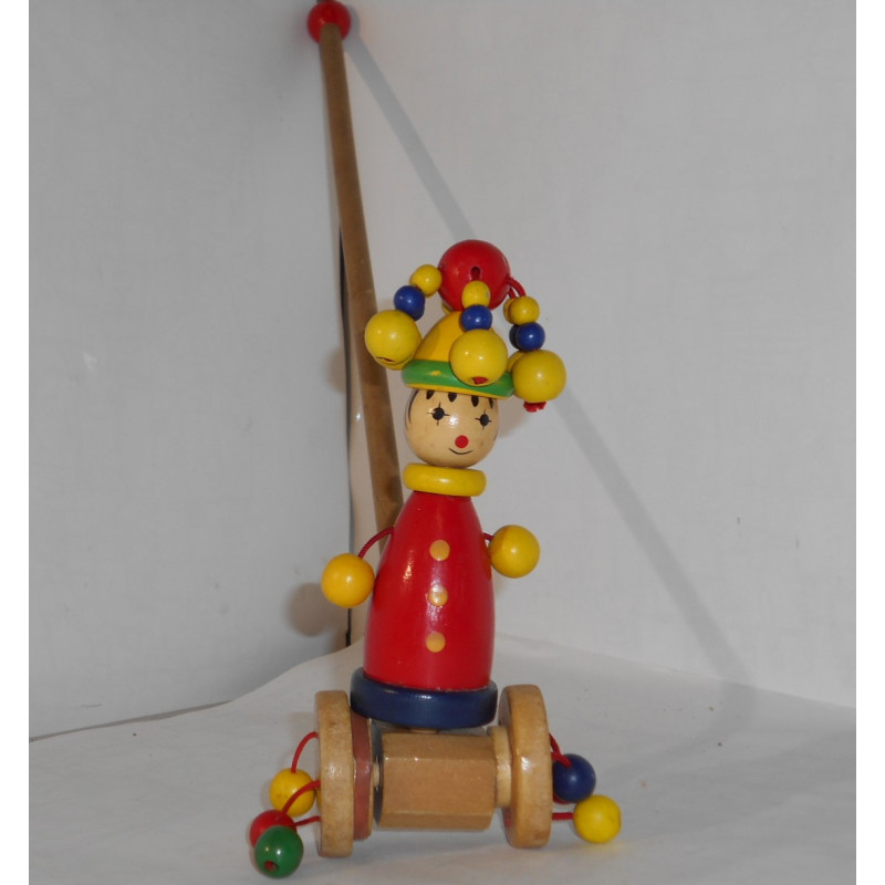 Clown à pousser en bois