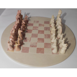 Jeu d'échecs en marbre blanc et rose