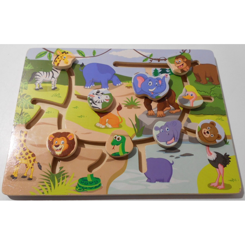 Puzzle labyrinthe animaux en bois - Playtive junior