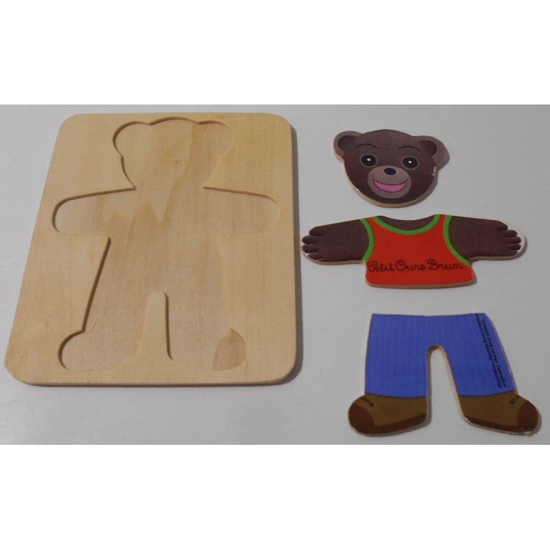 Puzzle en bois petit ours brun