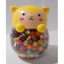 Gros pot de perles en bois de couleurs