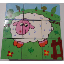 6 puzzles 9 cubes animaux de la ferme - Djeco