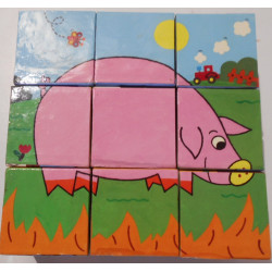 6 puzzles 9 cubes animaux de la ferme - Djeco