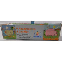 6 puzzles 9 cubes animaux de la ferme - Djeco