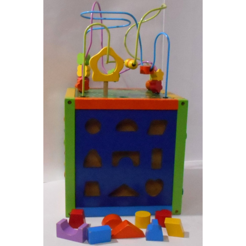 Cube 4 faces multi-jeux en bois
