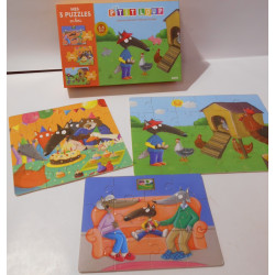 Mes 3 puzzles en bois p'tit loup-Auzou