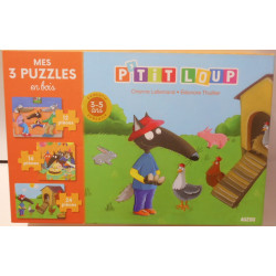 Mes 3 puzzles en bois p'tit loup-Auzou