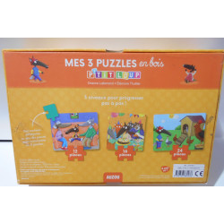 Mes 3 puzzles en bois p'tit loup-Auzou