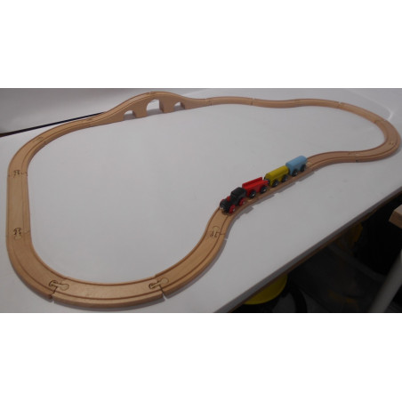 Circuit Train En Bois 25 Pièces Avec Clown Et Animaux De Cirque - Jouet Éducatif Pour Enfants 3-6 Ans