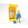 PLAYMOBIL - La POSTE - Cabine Téléphonique Jaune 3231 Vintage avec personnage - Ref R5229