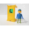 PLAYMOBIL - La POSTE - Cabine Téléphonique Jaune 3231 Vintage avec personnage - Ref R5229