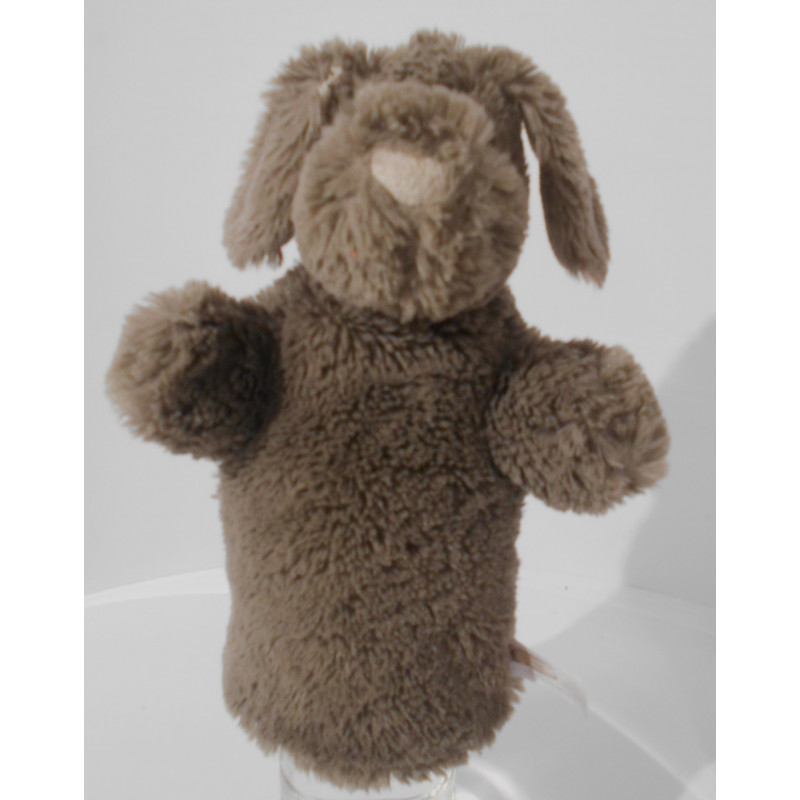 Marionnette en peluche chien gris