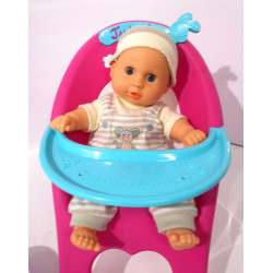 Poupon love bébé interactif  30 cm + chaise haute + accessoires
