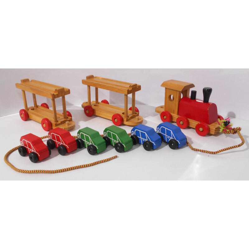 Train en bois a tiré