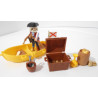 Playmobil figurine pirate 3570 avec ça barque jaune 3385 - vintage 1974