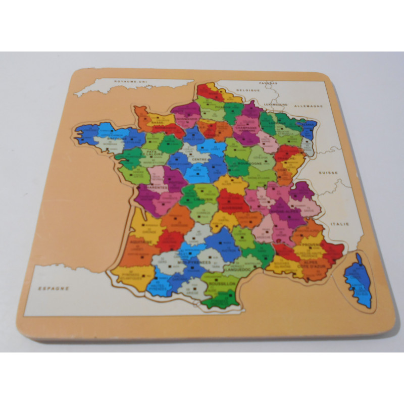 puzzle carte de France en bois