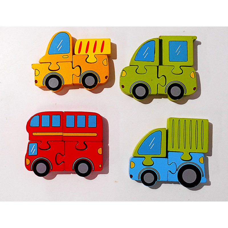 4 Puzzles Véhicule en bois