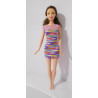 Barbie Mattel Brune robe courte à rayures multicolores