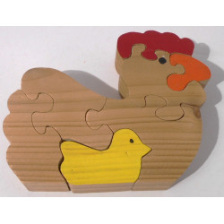 Puzzle poule en bois