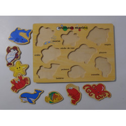 Puzzle en bois à encastrement - Animaux marins