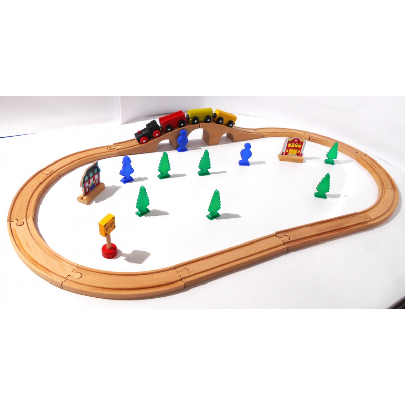 Circuit de train en bois avec accessoires - Création LRE