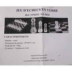 jeu d'échecs en verre