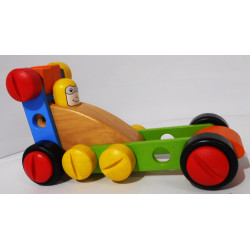 Jouet en bois à assembler-Véhicule de course avec personnage