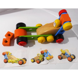 Jouet en bois à assembler-Véhicule de course avec personnage