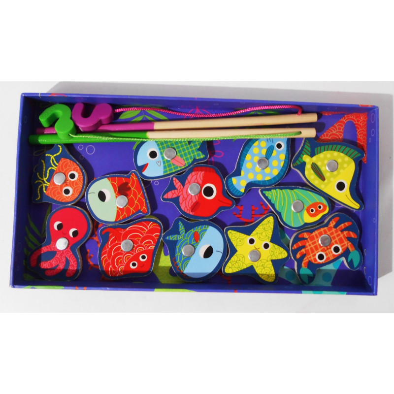 Jeu de pêche magnétique en bois Thème marin