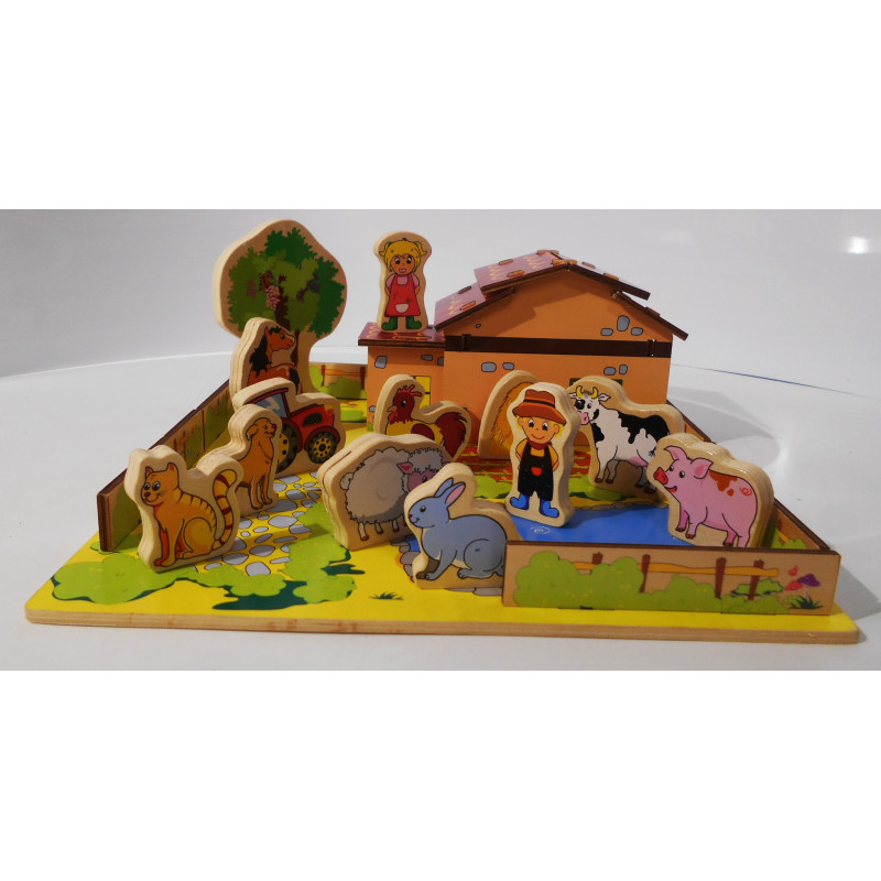 Jeu en bois- ferme avec personnages et animaux - Play tive junior