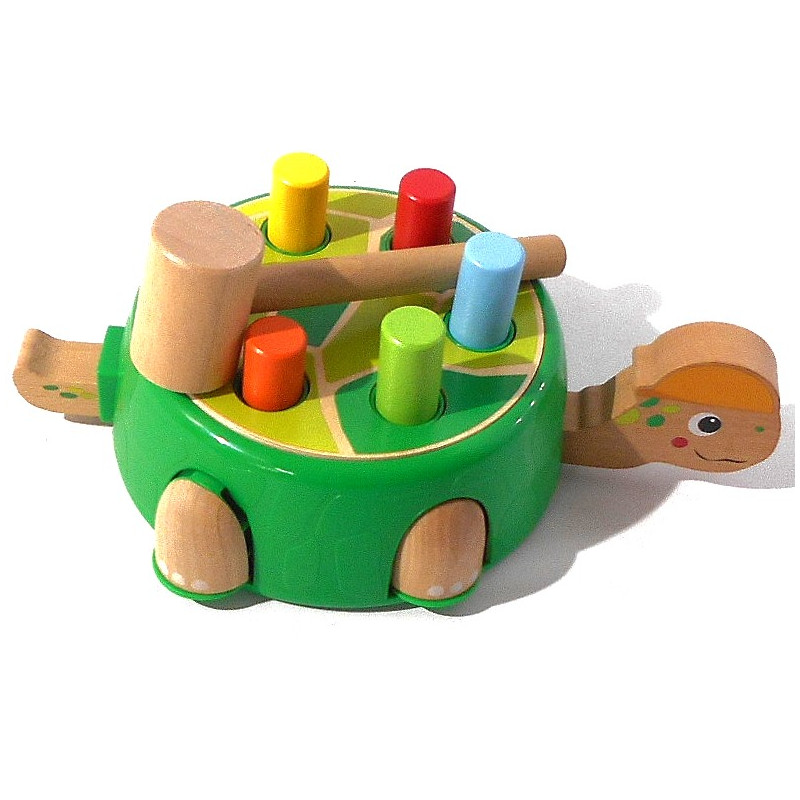 Tortue en bois à marteler