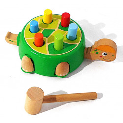 Tortue en bois à marteler
