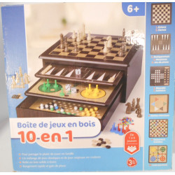 Boite de jeux en bois 10 en 1