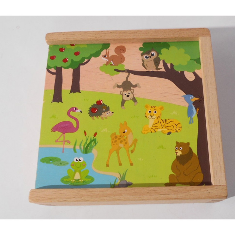 Boîte domino en bois motif animaux