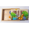 Boîte domino en bois motif animaux
