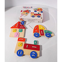 Cartes à lacer en bois - Educ'4- oxybul