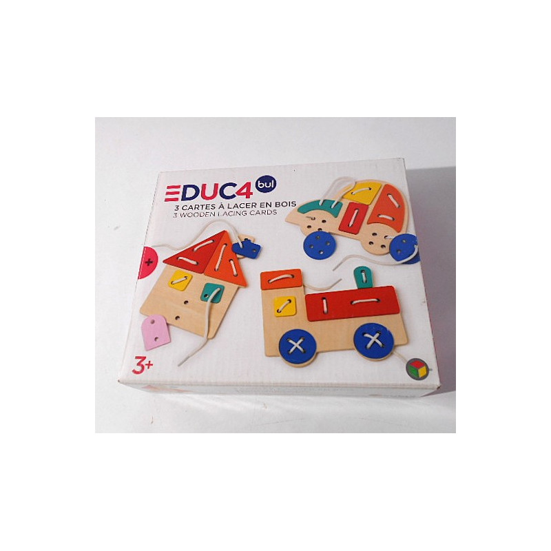 Cartes à lacer en bois - Educ'4- oxybul