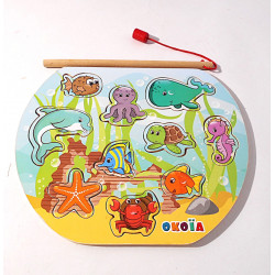 Puzzle en bois magnétique -...