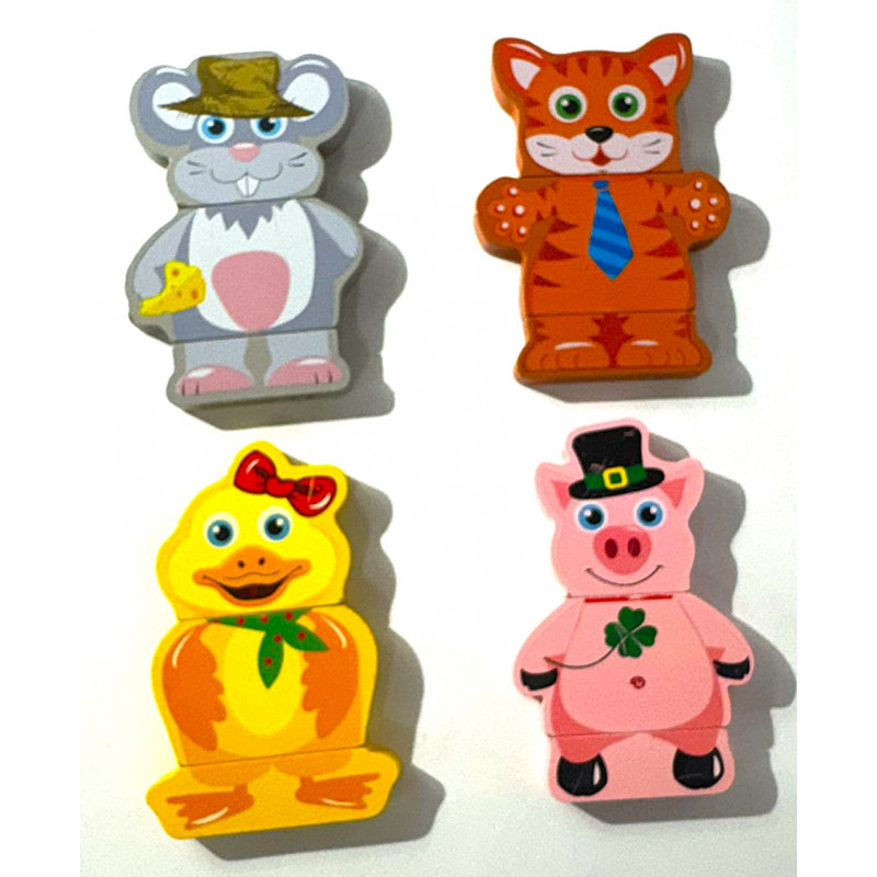 Animaux aimantés en bois