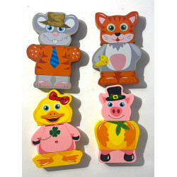 Animaux aimantés en bois