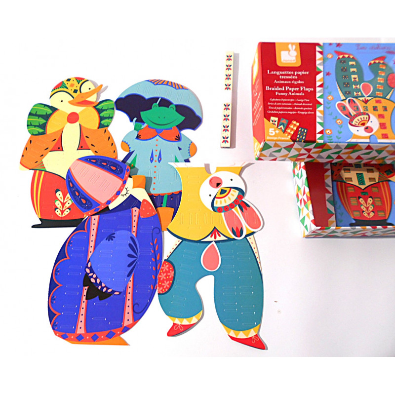Coffret languettes papier tressées Animaux rigolos - Janod
