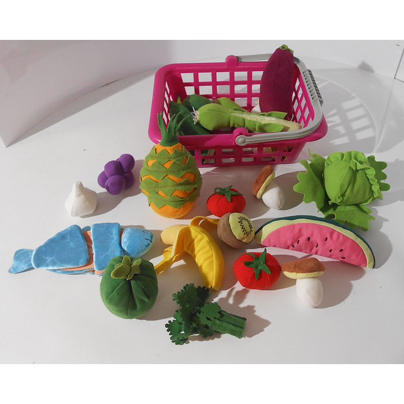 Panier avec fruits en tissus