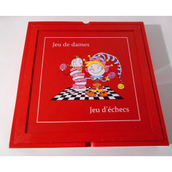 Coffret échecs et dames en bois - SMIR