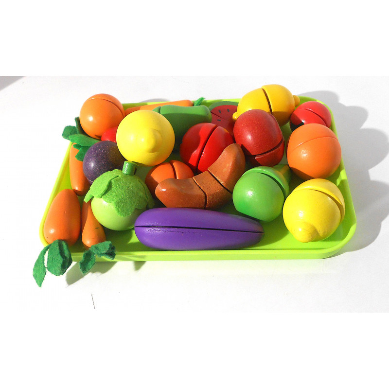 Plateau de fruit et légumes en bois - Composition La Remise Enjouée