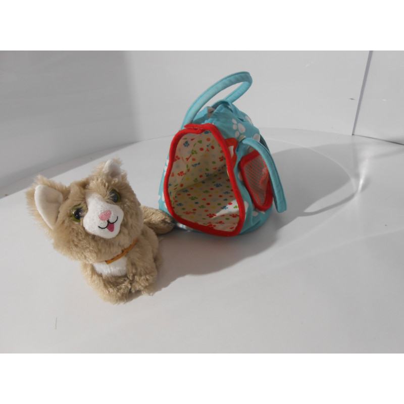 Peluche chat avec son sac de transport