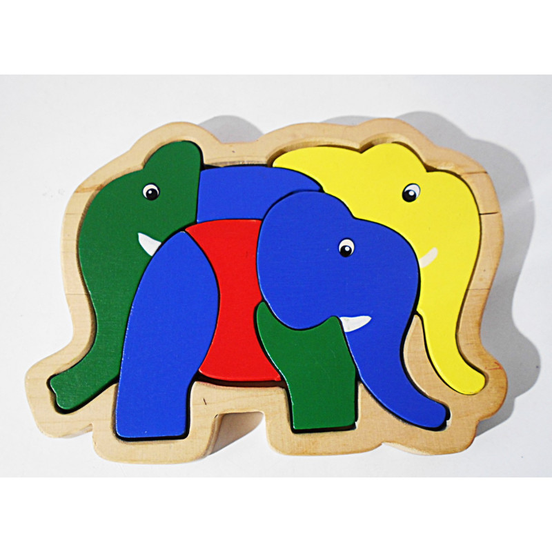 Puzzle en bois Éléphant -  7 pièces