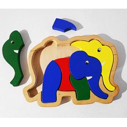 Puzzle en bois Éléphant -  7 pièces