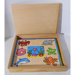 Coffret de 4 puzzles de 7 pièces en bois