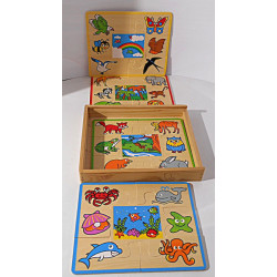 Coffret de 4 puzzles de 7 pièces en bois