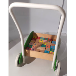 Chariot et cubes alphabet en bois